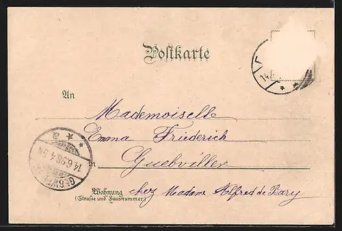 Lithographie Mont Ste. Odile, Rochers du Chemin de Ronde, Eglise du Couvent