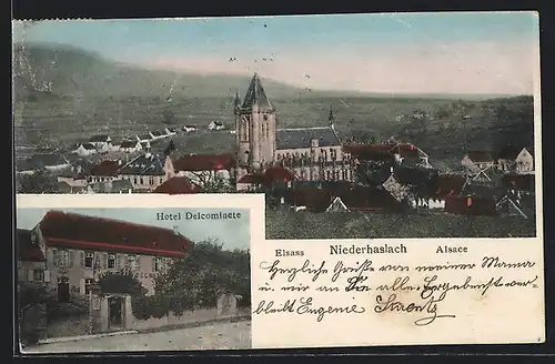 AK Niederhaslach, Hotel Delcominete, Ortsansicht