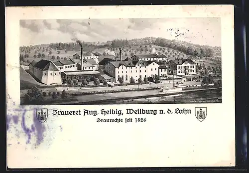 Künstler-AK Weilburg a. d. Lahn, Brauerei Aug. Helbig