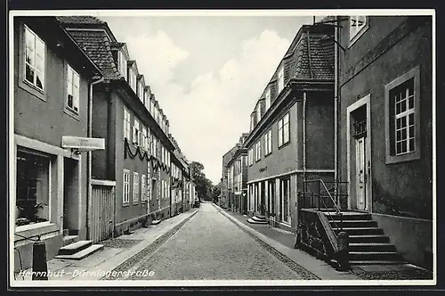 AK Herrnhut, Ladengeschäfte in der Dürningerstrasse