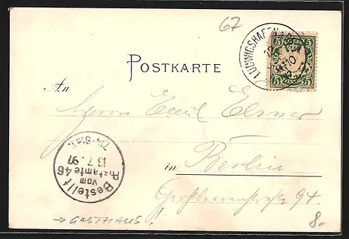 Lithographie Ludwigshafen a. Rh., Gasthaus Bayer. Hies`l