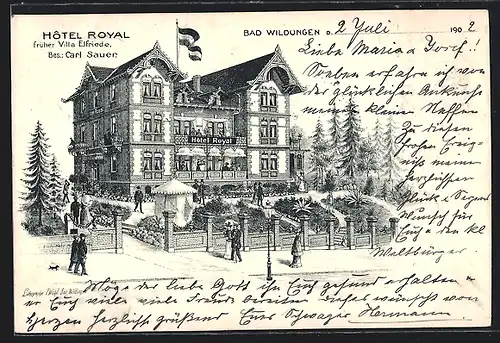 Lithographie Bad Wildungen, Hotel Royal (früher: Villa Elfriede)