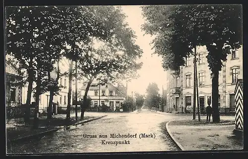 AK Michendorf, Strassenpartie am Kreuzpunkt