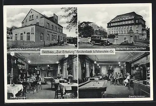 AK Reichenbach b. Hohenstein-Er, Gasthaus Zur Erholung Karl Kaschner, Innenansichten Gastzimmer