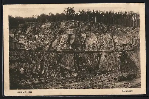 AK Bramburg, Basaltwerk mit Schienanlagen