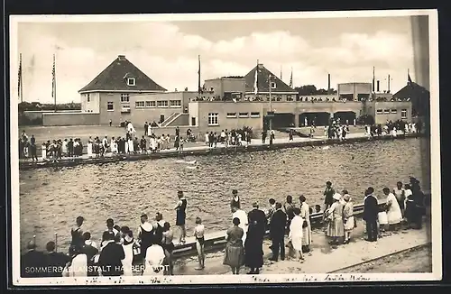 Goldfenster-AK Halberstadt, Sommerbadeanstalt