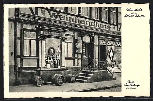 AK Bad Lauterberg i. Harz, Weinhandlung und Gasthof von Albert Schotte