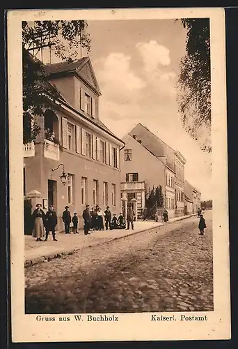 AK Wendisch Buchholz, Strassenpartie mit Kaiserl. Postamt