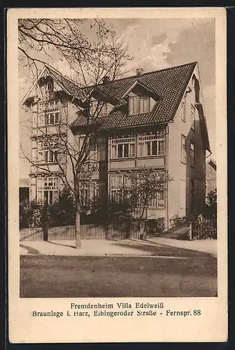 AK Braunlage i. Harz, Hotel Fremdenheim Villa Edelweiss, Elbingeroder Strasse