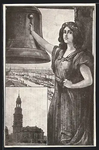 AK St. Michaelis, Junge Frau bei der Glockenweihe, Kirche