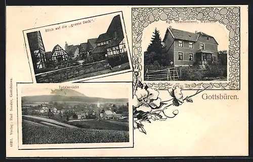 AK Gottsbüren, Kgl. Oberförsterei, Grosse Bach, Ortsansicht