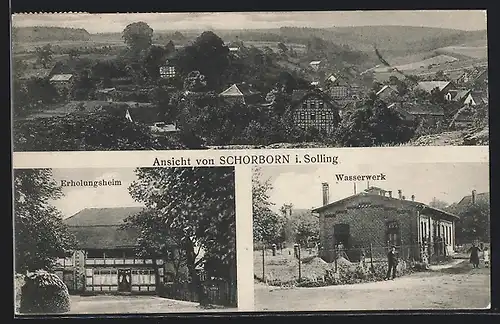 AK Schorborn i. Solling, Erholungsheim, Wasserwerk, Ortsansicht
