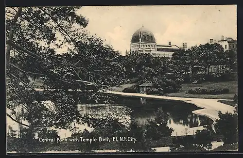 AK New York, NY, Central Parkl with Temple Beth-El