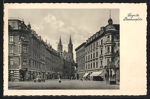 AK Liegnitz, Uhr mit Persil Reklame auf dem Breslauerplatz
