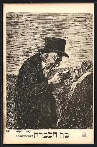 Künstler-AK Jude am Grabstein