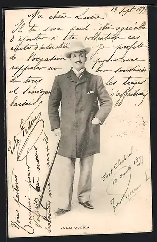 AK Antisemit Jules Guerin mit Hut und Gehstock