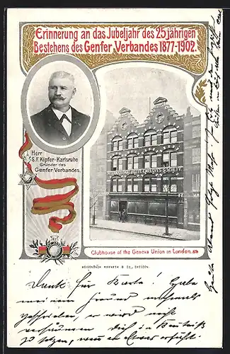 AK London, Clubhouse of the Geneva Union, S. F. Kipfer-Karlsruhe, Gründer des Genfer Verbandes