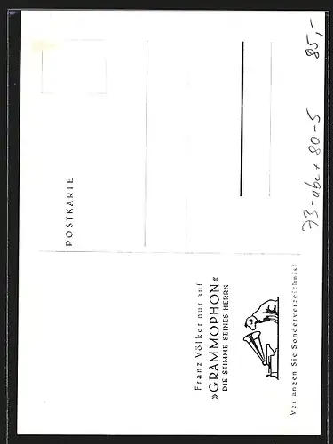 AK Opernsänger Franz Völker mit original Tinten-Autograph