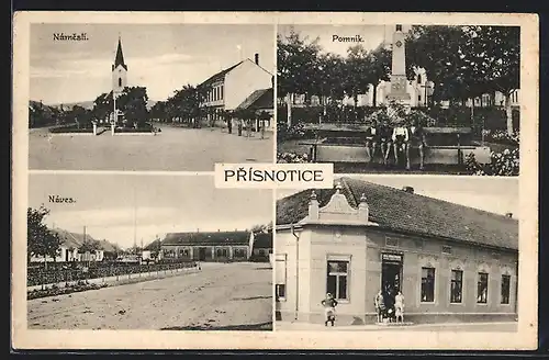 AK Prísnotice, Námestí, Pomník, Náves