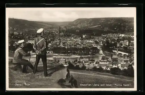 AK Jena, Ortsansicht mit Studenten aus der Vogelschau