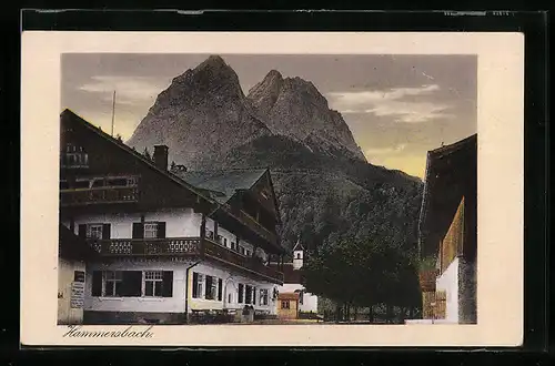 AK Hammersbach / Obergrainau, Ortspartie mit Gipfelblick