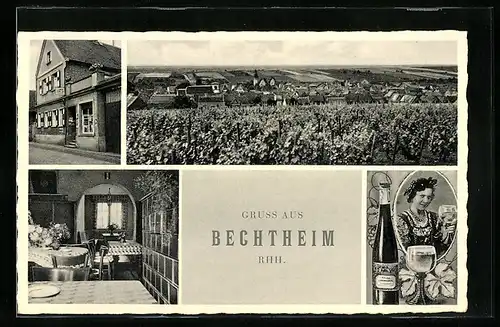 AK Bechtheim / Rheinhessen, Gasthaus zur Krone, Totalansicht