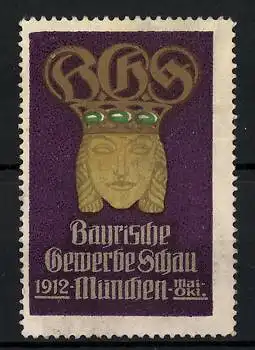 Reklamemarke München, Bayrische Gewerbeschau 1912, Frauenbüste