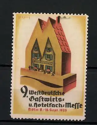 Reklamemarke Köln, 9. Westdeutsche Gastwirts- und Hotelfach-Messe 1935, Modell einer Gastwirtschaft