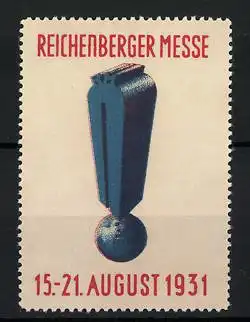 Reklamemarke Reichenberg, Reichenberger Messe 1931, Messelogo mit Erdkugel