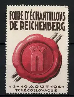 Reklamemarke Reichenberg, Foire d`Échantillons 1927, Messelogo Siegel
