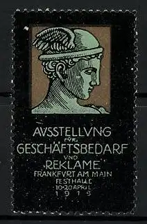 Reklamemarke Frankfurt a. M., Ausstellung für Geschäftsbedarf und Reklame 1913, Hermes-Büste
