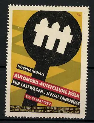 Reklamemarke Köln, Internat. Automobil-Ausstellung f. Lastwagen und Spezialfahrzeuge 1927, Messelogo