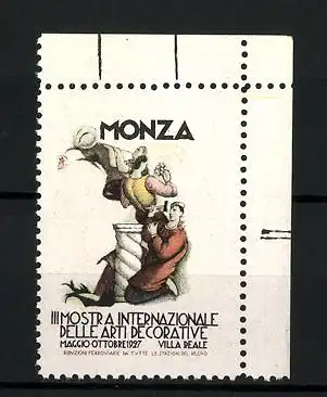 Reklamemarke Monza, II. Mostra Internazionale delle Arti Decorative 1927, Bildhauer bei der Arbeit