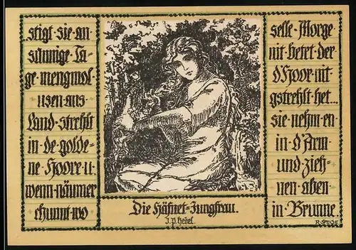 Notgeld Schopfheim 1921, 50 Pfennig, Junge Frau im Wald