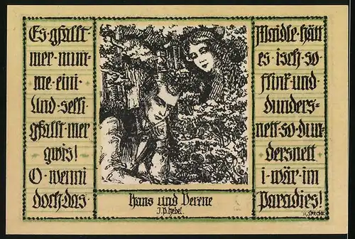 Notgeld Schopfheim 1921, 50 Pfennig, Hans und Verene
