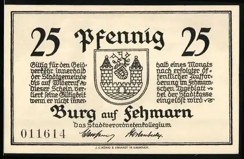 Notgeld Burg auf Fehmarn, 25 Pfennig, Ochse mit Wagen - Nerthus-Gage