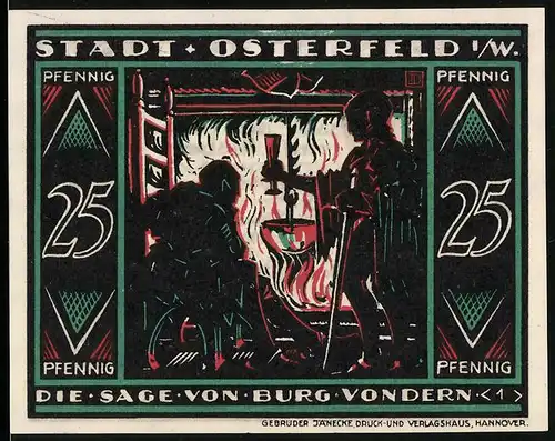 Notgeld Osterfeld i/W. 1921, 25 Pfennig, Die Sage von Burg Vondern