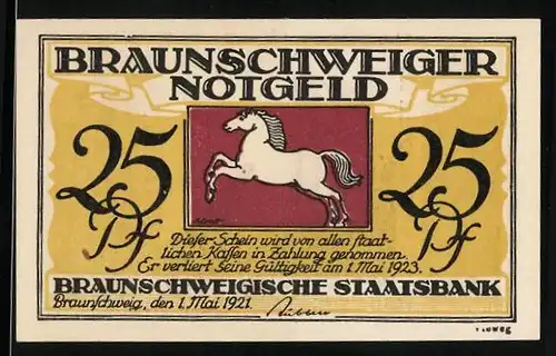 Notgeld Braunschweig 1921, 25 Pfennig, Burgplatz