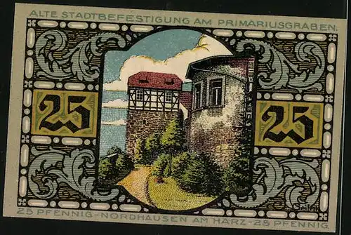 Notgeld Nordhausen a/H 1921, 25 Pfennig, Der Riese, Alte Stadtbefestigung