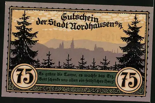 Notgeld Nordhausen a/H. 1921, 75 Pfennig, Der wilde Mann, Panorama