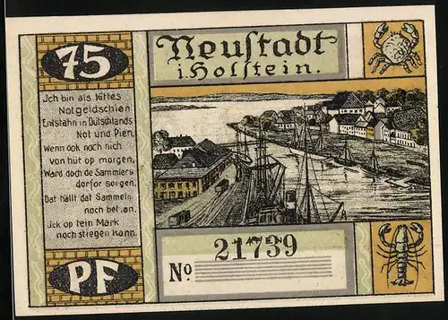 Notgeld Neustadt in Holstein 1921, 75 Pfennig, Das politische Laboratorium