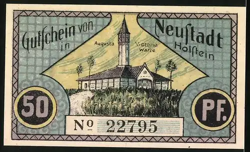 Notgeld Neustadt in Holstein 1921, 50 Pfennig, Augusta Victoria Warte