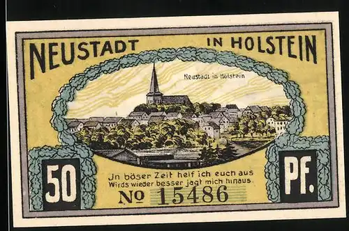 Notgeld Neustadt in Holstein 1921, 50 Pfennig, Der Löwe von Dänemark