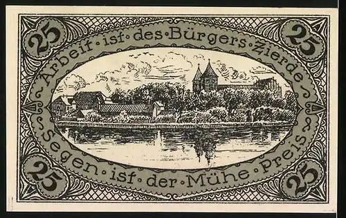 Notgeld Neidenburg O/Pr. 1920, 25 Pfennig, Wappen und Ortspanorama