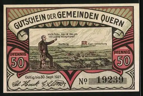 Notgeld Quern 1921, 50 Pfennig, Bismarckturm Scheersberg