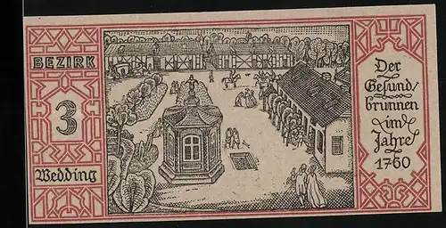 Notgeld Berlin 1921, 50 Pfennig, Wedding, Der Gesundbrunnen im Jahre 1760