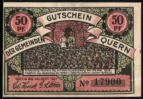 Notgeld Quern 1921, 50 Pfennig, Tag auf dem Scheersberg 25. Mai 1919