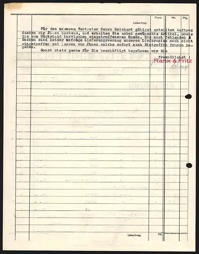 Rechnung Heilbronn a. N. 1928, Rank & Fritz, Textilwaren-Grosshandlung, Transportfahrzeuge am Werksgelände