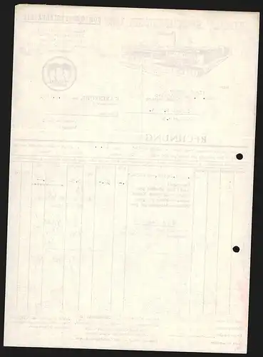 Rechnung Karlsruhe 1953, Adolf Speck, Bonbonsspezialfabrik, Fabrikgelände mit gelagerter Ware, Aeska-Bonbons Marke