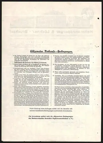 Rechnung Bruchsal 1946, Hettmannsperger & Löchner, Papierverarbeitungswerk, Modell der Geschäftsgebäude und Logo